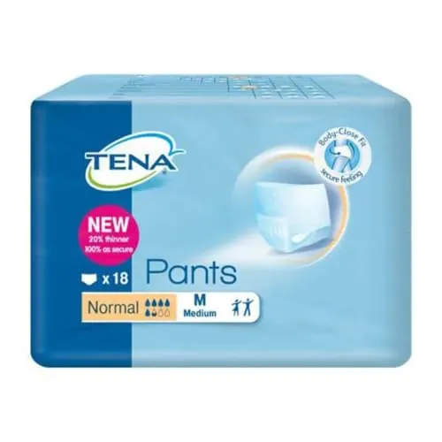 TENA Pants Original Normal M, 18 Stück - Diskrete Einweghosen für mittlere Inkontinenz, atmungsaktiv und mit hoher Saugkraft für maximalen Tragekomfort