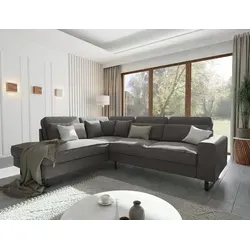 S-Style Möbel Ecksofa Ember mit Ottomane und Metallfüßen