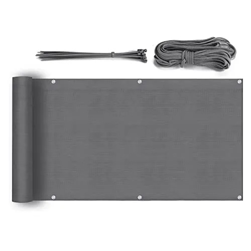 Sekey Balkon Sichtschutz Balkonabdeckung HDPE 220 g/m², 75x300cm, Leicht Transparent Wind- und UV-Schutz Wetterfest, mit Ösen, Nylon Kabelbinder und Kordel, Anthrazit