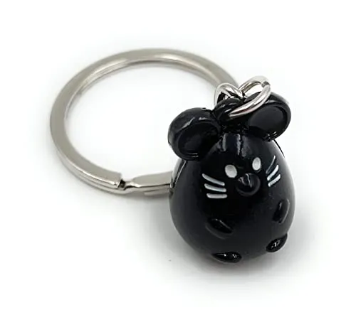 H-Customs Dicke Maus Ratte schwarz ründlich edel Schlüsselanhänger Anhänger