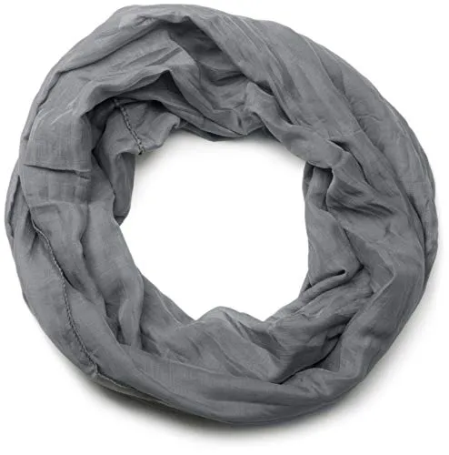 styleBREAKER leichter unifarbener Loop Schlauchschal | Sommerschal aus fließendem Material | Seidiges Halstuch für Damen & Herren | Weich, Luftig & Modisch | 77 x 46 cm, Farbe:Dunkelgrau