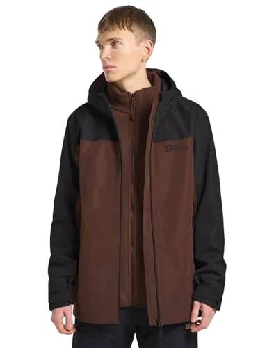 JACK WOLFSKIN TAUBENBERG 3IN1 JKT M, Herren, XXXL - Funktionsjacke für Outdoor-Aktivitäten, 3in1-Design mit wasserdichter Außenjacke und wärmender Innenjacke aus recyceltem Fleece, ideal für wechselhaftes Wetter.
