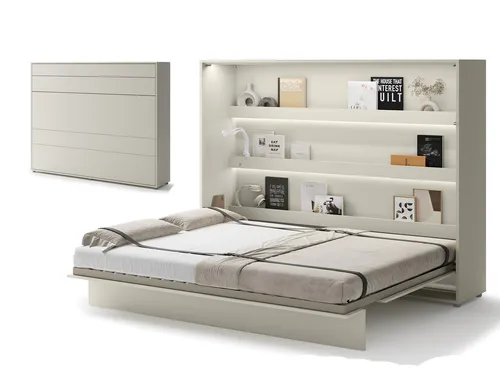 Compleo Schrankbett Horizontal Wandklappbett Lenart Bed Concept mit LED - Platzsparendes Wandklappbett für komfortablen Schlaf in kleinen Räumen. Mit stabiler Konstruktion, praktische Ablagen und geräuschlosem Schließen. Ideal für effiziente Raumnutzung!
