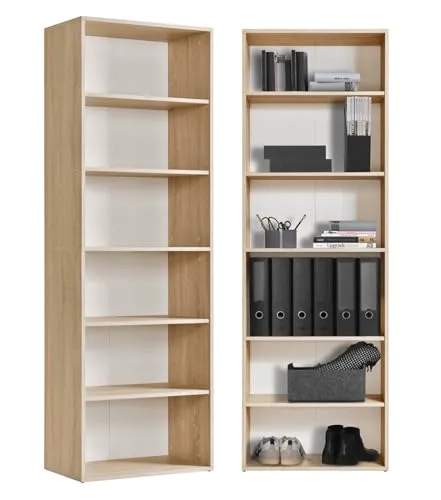mokebo Bücherregal Der Bücherwurm, 180cm Höhe - Bücherschrank aus Holz in Sonoma Eiche, mit 5 variabel einstellbaren Einlegeböden für individuelle Gestaltung und einfacher Selbstmontage. 100% klimaneutral geliefert.