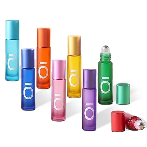 Ferry Pier Roll On Glasflaschen für ätherisches Öl, Glasroller Nachfüllbarer Behälter Aromatherapie, Duftstoff, Glasaufsatz 10ml, Roller Leere Flaschen für Zuhause Reisen (8Pcs OI)