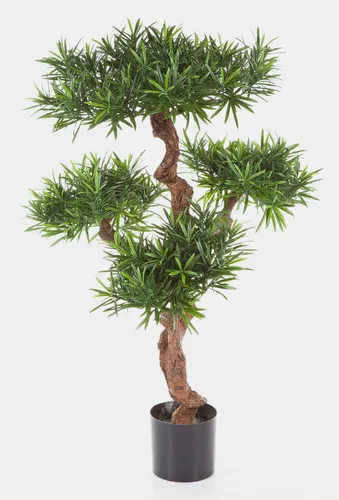 Kunstbaum Deko Podocarpus Titus, 110 cm - Künstliche Steineibe für stilvolle Inneneinrichtung - Dekorative Kunstpflanze mit 4410 Blättern, ideal für die Gestaltung von Wohnräumen. Pflegeleicht und langlebig, bringt sie natürliche Eleganz in Ihr Zuhause.