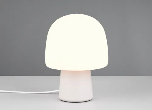 Kleine Tischlampe in Pilzform mit Metallfuß Hellgrau - Tischlampe im Pilzdesign (Höhe 27cm) mit dimmbarer E14 LED, ideal für stimmungsvolle Beleuchtung in jedem Raum.