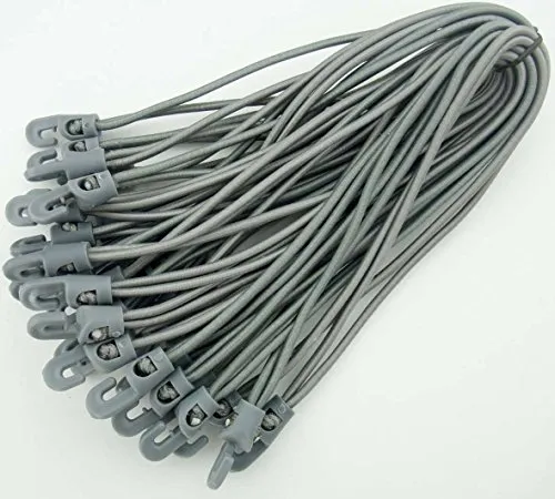 Stück Spannfix Planenspanner 18 cm, Ø 4 mm Grau - Spanngummi Expander mit Haken (50 Stück, Grau) 10