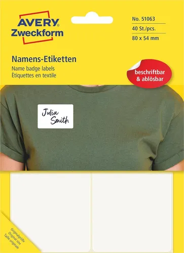 AVERY Zweckform Namens-Etiketten 80 x 54 mm ablösbar weiß 40 Etiketten