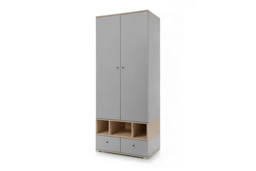 Deine Möbel 24 Kinderkleiderschrank OLAF 01 – 2-türig, 80 cm breit - Moderner 2-türiger Kleiderschrank aus der OLAF Kollektion für Kinderzimmer – bietet großzügigen Stauraum mit Kleiderstange und Schubladen, ideal für Ordnung und Stil.