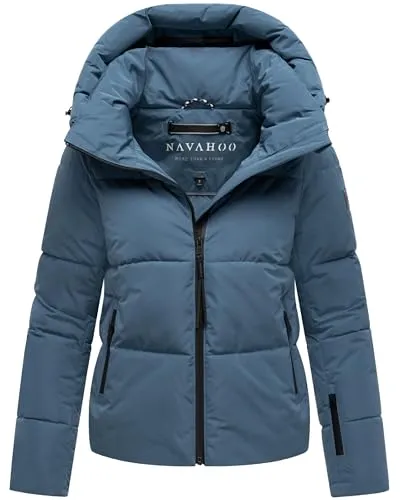 Navahoo Damen Winterjacke Frostherz XIV Dusty Blue Gr. XL - Kombinierbare Steppjacke für Damen mit abnehmbarer Kapuze. Robustes Material schützt vor Wind und Nässe. Ideal für winterliche Aktivitäten und Layering-Looks.