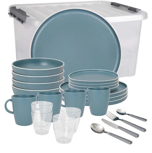 BRUNNER Melamin Geschirr-Set Camping | 36-teilig für 2-4 Personen