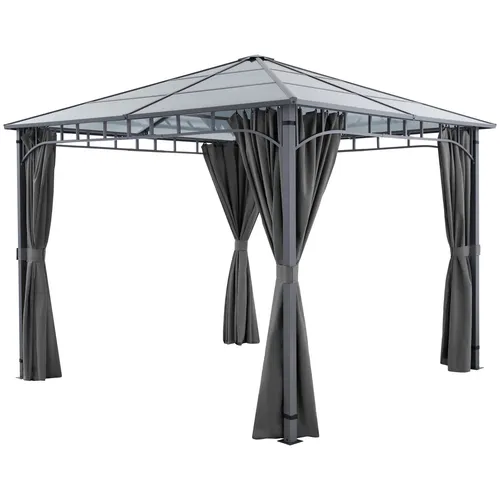 tectake® Gartenpavillon mit Aluminiumgestell - Pavillons mit lichtdurchlässigem Polycarbonat-Dach, perfekt für entspannte Stunden im Garten und wetterbeständig.