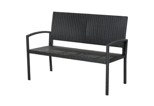 Outsunny Gartenbank in Rattanoptik für 2 Personen - Stabile Parkbank mit Stahlrahmen, bis 240 kg belastbar, ideal für Innen- und Außenbereich. Hochwertiges Polyrattan sorgt für Komfort und Langlebigkeit.