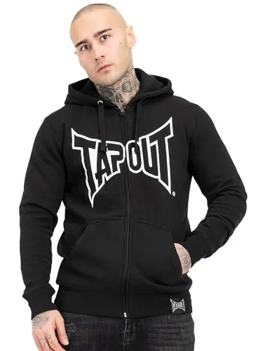 Tapout Herren Kapuzenjacke Marfa Zipper Black/White 3XL - Kapuzenpullover für Herren, aus hochwertiger Baumwolle und Polyester, kuschelig weich auf der Innenseite, mit praktischer Kängurutasche für zusätzlichen Komfort.