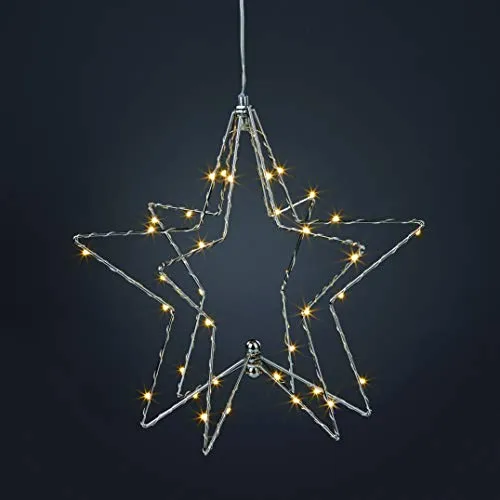 Hellum LED-3D Stern mit Timer-Funktion - Nussknacker, batteriebetrieben und mit 36 LEDs für stimmungsvolle Beleuchtung, ideal für festliche Anlässe.