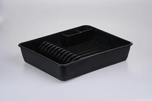 KONZEPT Abtropfgestell Geschirr Abtropfgitter Schale schwarz 43x35x9cm, Geschirrkorb Abtropfkorb für Spüle