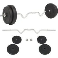 vidaXL Langhantel-Set 30 kg - Hantelset für effektives Krafttraining, inklusive variabler 30 kg Gewichtsoptionen und komfortabler Kunststoff-Ummantelung für sicheres Training.