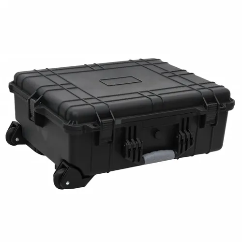 vidaXL Flugkoffer mit Rollen Schwarz 63x50x23cm - Wasserdichter Transportkoffer aus robustem Polypropylen, ideal für sicheres Reisen und Fotografie, perfekt für alle Kofferbedürfnisse.
