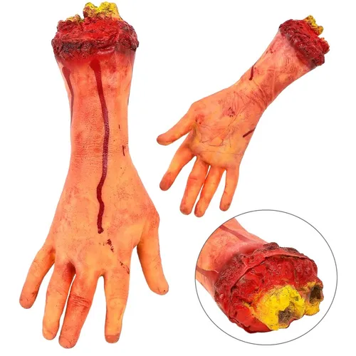 HALLOWEEN DEKO HORROR ABGEHACKTE BLUTIGE HAND LEBENSGROß NEU