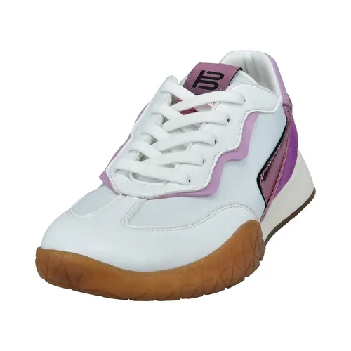 Bagatt Sneaker Aprilia D31-AKC01 weiss/violett Damen - Stylische Damen Sneaker mit Metallic-Elementen und zweifarbiger Laufsohle, ausgestattet mit Easy Change Insole-Technologie für individuellen Komfort. Ideal, um Freizeitoutfits modisch aufzuwerten.