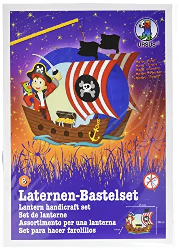 Ursus 18710008 - Laternen Bastelset Easy Line, Pirat Design, ca. 21,8 x 21 x 10,3 cm, ideal für kreative Bastelstunden mit Kindern und unvergessliche Feste