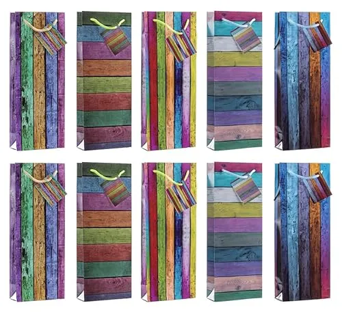 Laro Premium Weinflaschentüten Geschenkverpackung Blumen 10-100 Stk, Anzahl:10, Muster Tüten:Streifen