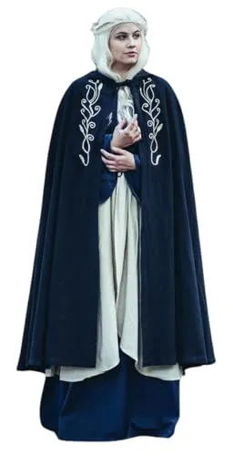 Leonardo Carbone® Unisex Mittelalter Umhang Lyra - Mittelalter Kleidung Damen & Herren, Cape Männer, Hobbit Kostüm, LARP-Kleidung, Wikinger, Cosplay, Halloween, Karneval - 100% Baumwolle Schwarz