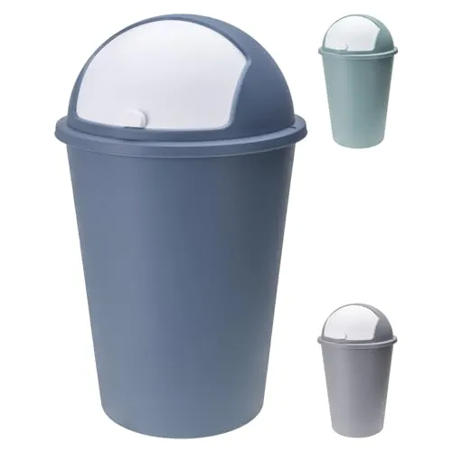 Abfalleimer Schwingdeckeleimer Kücheneimer Mülleimer 25 L Kunststoff Kunststoff Schiebedeckel Abnehmbar Müllbehälter Abwaschbar, Farben:Hellblau