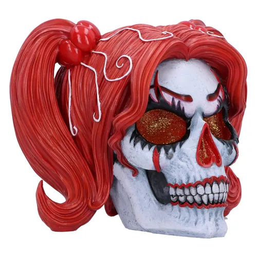 Nemesis Now Drop Dead Gorgeous Clown-Puppenschädel mit Glitzeraugen - Action- & Spielfiguren, 19 cm großer Puppenschädel aus Resin mit funkelnden Glitzeraugen – ein auffälliges Deko-Highlight für jedes Zuhause!
