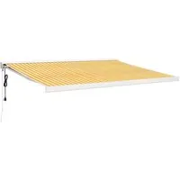 vidaXL Einziehbare Markise Gelb und Weiß 4,5x3 m - Außenanbau, langlebig und UV-beständig, ideal für Schatten und Stil auf Balkonen, Terrassen oder in Cafés.