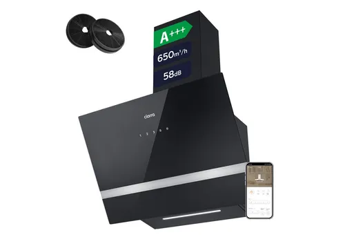 CIARRA Kopffreihaube VM6736HB - A+++ Dunstabzugshaube mit 650m³/h und WLAN - Dunstabzugshaube mit hoher Energieeffizienz A+++ und leistungsstarker Saugkraft von 650m³/h. Ideal für große Küchen, leise im Betrieb und steuerbar per App und Touch Control.