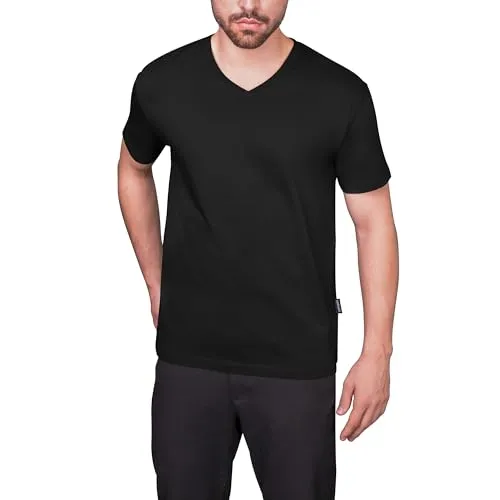 HRM Herren Luxury V-Neck Tee, schwarz, Gr. XL I Premium T-Shirt Herren V-Ausschnitt aus 100% Bio-Baumwolle I Basic T-Shirt bis 60°C waschbar I Hochwertige & nachhaltige Herren-Bekleidung