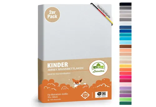 leevitex® Spannbettlaken Spannbettlaken Kinder Spannbettlaken Premium 170 g/m², Gummizug: Rundumgummizug, (2 Stück), schwer & blickdicht, 100% Baumwolle, 70 x 140 cm