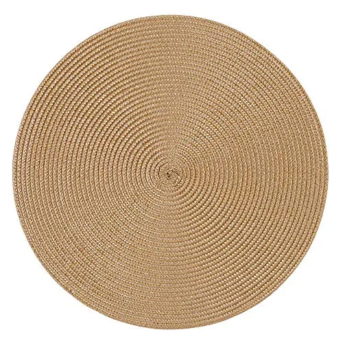 Haus und Deko Platzset Polypro Bastoptik rund ca. 35 cm Ø Caramel abwaschbar Tischset Platzdeckchen