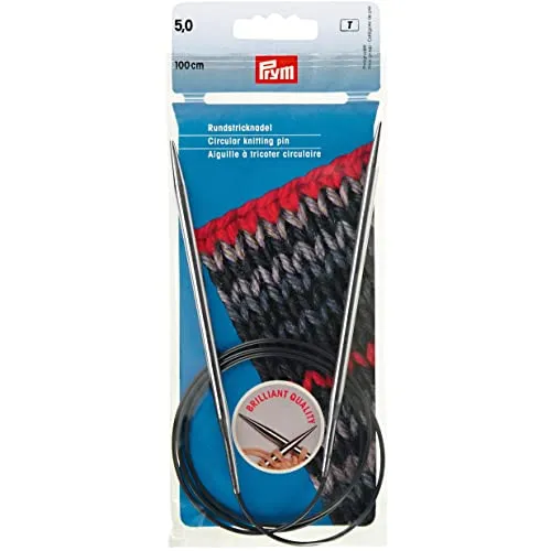 Prym 212166 Rundstricknadeln MS 100 cm 5,00 mm silberfarbig