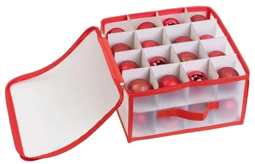 infactory Organizer: Aufbewahrungsbox für 32 Christbaumkugeln bis 6 cm, Tragegriffe (Weihnachtsaufbewahrungsbox, Weihnachts-Aufbewahrungsbehälter, Weihnachtskugeln)