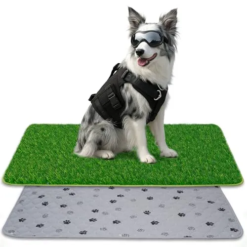 SSRIVER 90*60CM 2-in-1 Pinkelmatte für Hunde Hundeklo Hundetoilette Welpentoilette mit Kunstrasen Hundeklo für Zuhause Hundetoilette Wohnung