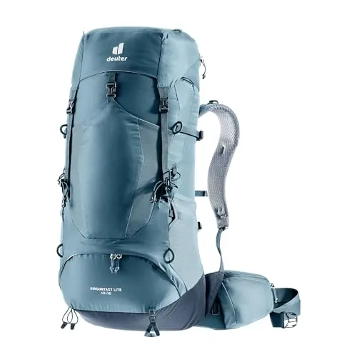 Deuter Aircontact Lite 40 + 10 - Leichter Trekkingrucksack 40+10 l in Blau, mit Eispickel- und Stockhalterung, ideal für Trekking-Abenteuer