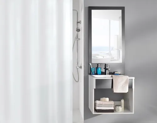 Kleine Wolke Duschvorhang Caravelle, Polyester, Weiß, 120 cm x 200 cm