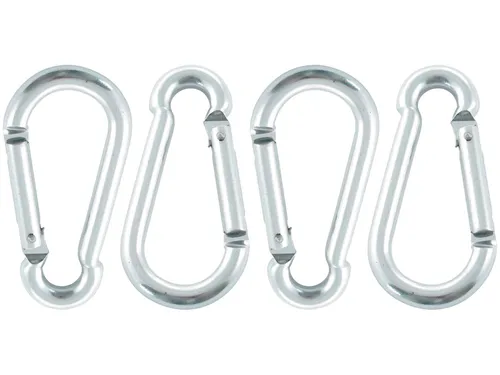 MARINETECH Karabinerhaken, Aluminium, silber, 6x60 mm, 4 Stück