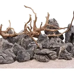 Aquaristikwelt24 - Aquarium Natursteine Wurzel 25kg Mini Landschaft + Moorkienwurzel Xl