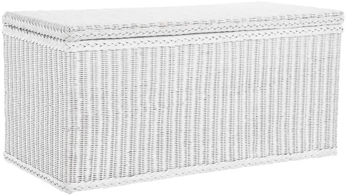 Weißer Rattan Wäschetruhe mit Stoffinlett in weiß von Krines Home