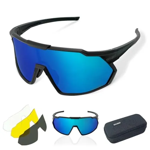 TWO-X Speed Sportbrille unisex Fahrrad-Brille Spiegel Rad-Sonnenbrille Full schwarz blau