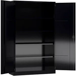 ClassiX Aktenschrank X-530389 - Metall, abschließbar, 120 x 195 x 60cm - Werkstatteinrichtung mit 4 höhenverstellbaren Fachböden, ideal für die sichere Aufbewahrung von Dokumenten. Robuste Stahlblechkonstruktion in tiefschwarz.