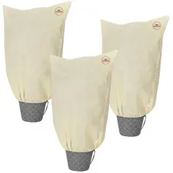 Gardebruk® Kübelpflanzensäcke 3er Set 250x360 cm 80g/m² Reißverschluss Garten Frostschutzhaube Winterschutz für Pflanzen Pflanzenschutzvlies Beige