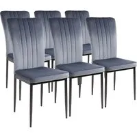 ALBATROS Esszimmerstühle Modena 6er Set, Grau - Esszimmerstühle mit edlem Samt-Bezug und ergonomischer Polsterung für höchsten Sitzkomfort. SGS geprüft für Sicherheit und Haltbarkeit – ideal für stilvolle Essbereiche.