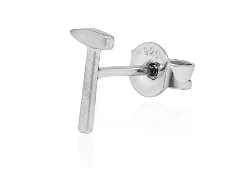 NKlaus Einzel Ohrstecker Hammer 925 Silber - Ohrringe für Damen, aus anlaufgeschütztem 925 Sterlingsilber, mattiert im einzigartigen Hammer-Design, ideal für einen modernen Look.