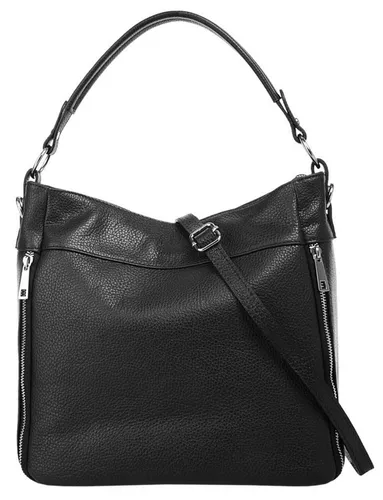 Cluty Henkeltasche aus echtem Leder, Made in Italy - Schwarz - Handtasche aus hochwertigem Leder, Made in Italy, mit abnehmbarem Schulterriemen und praktischem Innenfach für Ihr Handy.