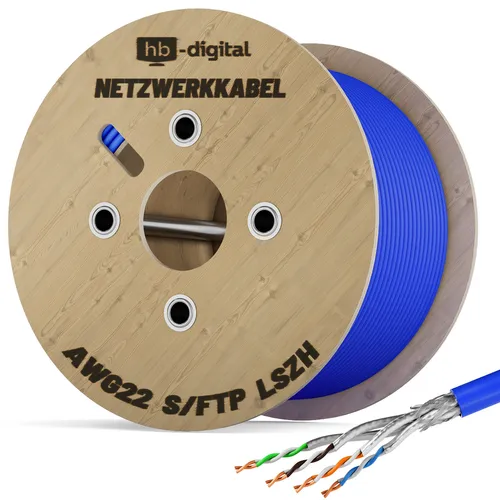 500m CAT8 Kupfer Netzwerkkabel S/FTP - Ethernetkabel (RJ-45/8P8C) mit bis zu 40 Gbit/s Übertragungsgeschwindigkeit, ideal für Hochgeschwindigkeitsnetzwerke und professionelle Installationen.